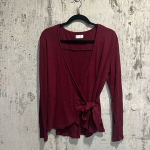 Maurices Deep Red Wrap Blouse